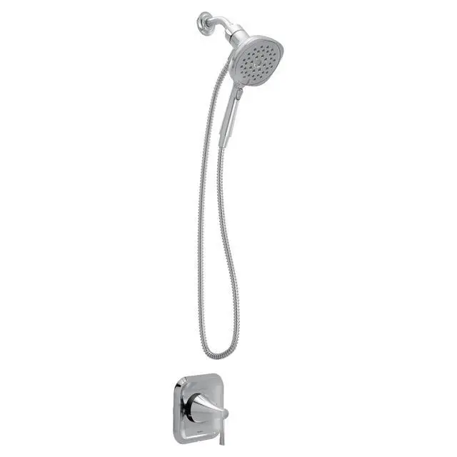 Alt view image 2 of 6 - Ronan Chrome Single-Handle Modern Shower Faucet with Square Handheld Rain Shower Spray Head Featuring Magnetix, Valve Included, 82023