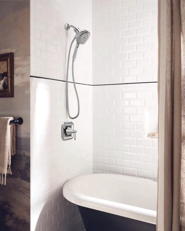 Alt view image 3 of 6 - Ronan Chrome Single-Handle Modern Shower Faucet with Square Handheld Rain Shower Spray Head Featuring Magnetix, Valve Included, 82023