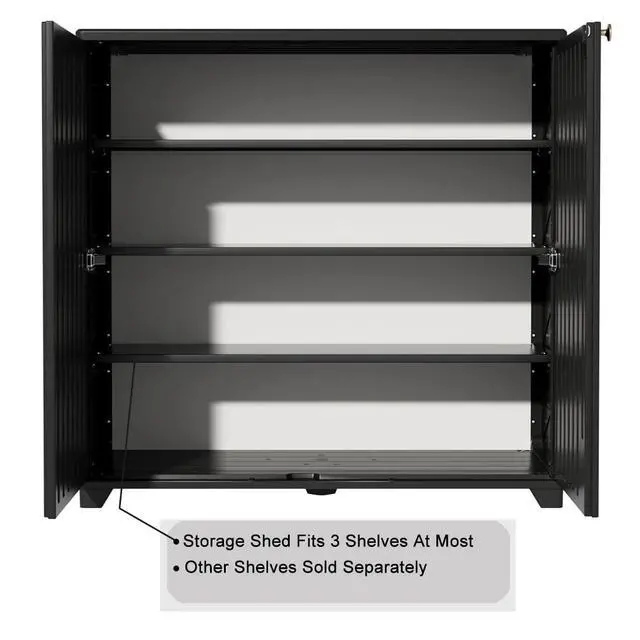 Alt view image 6 of 6 - Outdoor Storage Cabinet Waterproof, 60 Gallon Resin Outdoor Storage Shed for Patio/Garden/Backyard, Outdoor Storage Box for Cushions,Garden Tools and Pool Supplies(Black W/O Shelving)