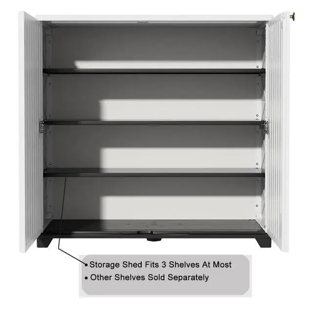 Alt view image 6 of 6 - Outdoor Storage Cabinet Waterproof, 60 Gallon Resin Outdoor Storage Shed for Patio/Garden/Backyard, Outdoor Storage Box for Cushions,Garden Tools and Pool Supplies(White W/O Shelving)