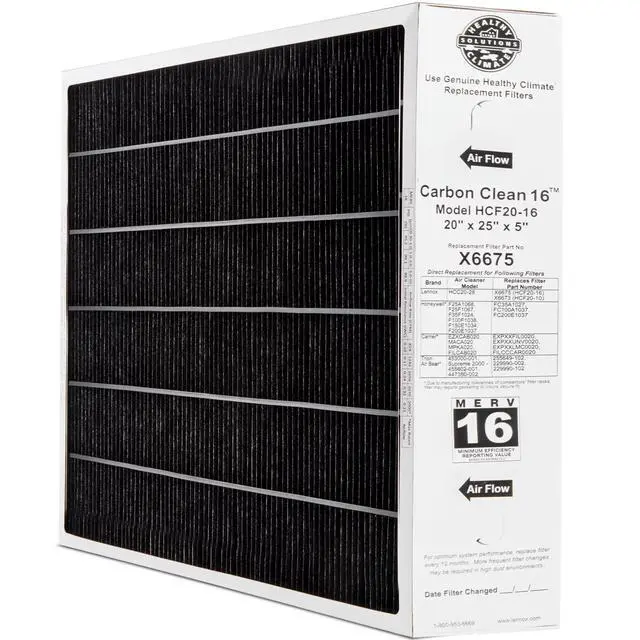 Main image of Lennox X6675 HCF20-16 Carbon Clean Replacement Filter, MERV16 25"x20"x 5"