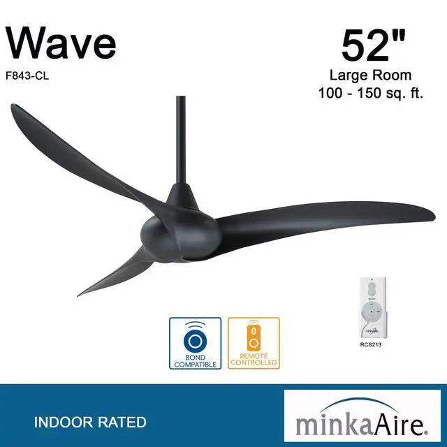 Alt view image 2 of 3 - Minka Aire F843-CL Wave 52" Ceiling Fan with Remote Control, Coal