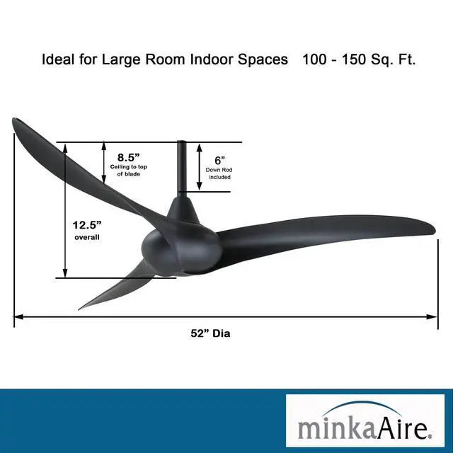 Alt view image 3 of 3 - Minka Aire F843-CL Wave 52" Ceiling Fan with Remote Control, Coal