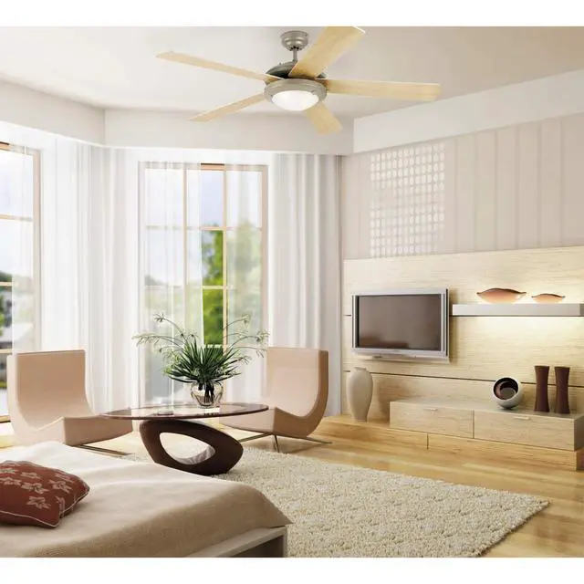 Alt view image 4 of 5 - 7234100 Comet Indoor Ceiling Fan with Light, Brushed Pewter