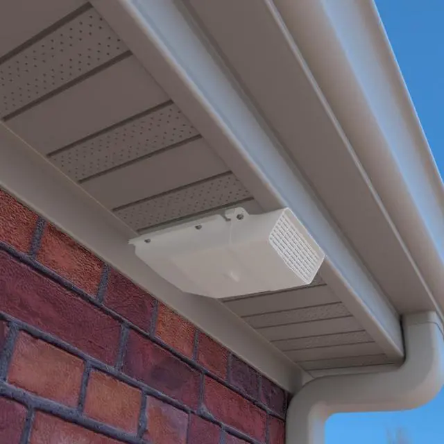 Alt view image 2 of 4 - PreVent-It Soffit Vents 4 Inch - Only Design that Prevents Moist Air from Re-entering Home, Under Eave Exterior Vents for Bathroom Exhaust Fan, Screws Included, White, 4-Pack