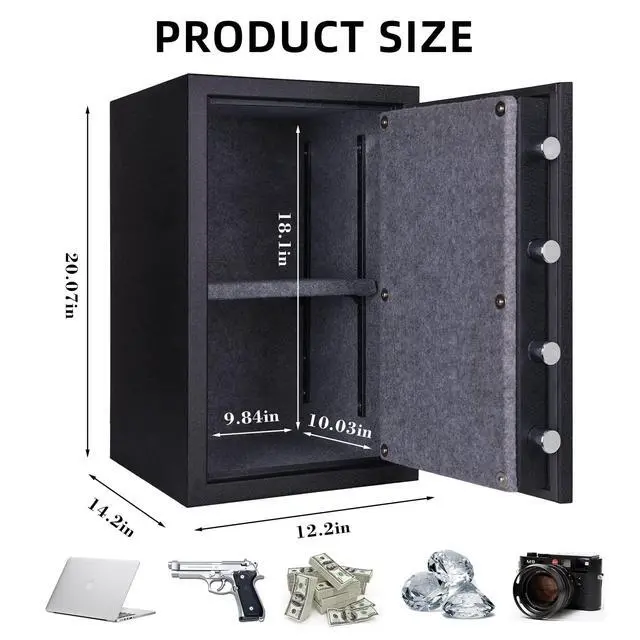 Alt view image 3 of 6 - Fireproof Safe, 1.8 Cubic Feet Large Steel Digital Safe Box with Code Button Keypad, Heavy Duty Safe for Home and Office