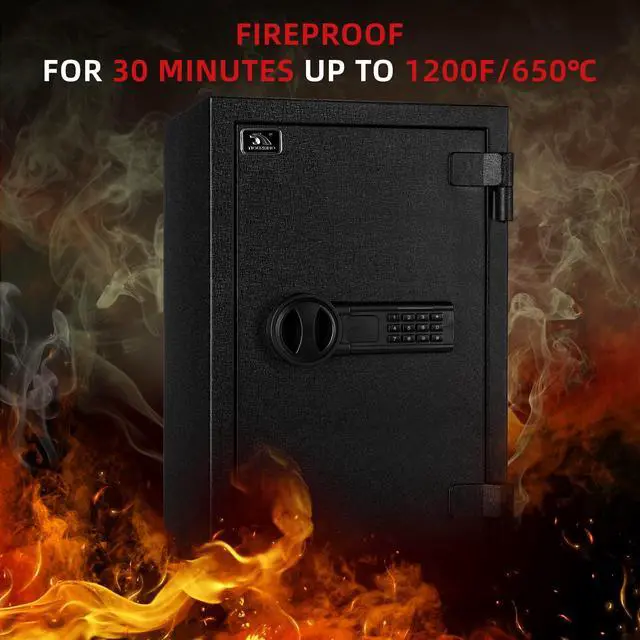 Alt view image 4 of 6 - Fireproof Safe, 1.8 Cubic Feet Large Steel Digital Safe Box with Code Button Keypad, Heavy Duty Safe for Home and Office