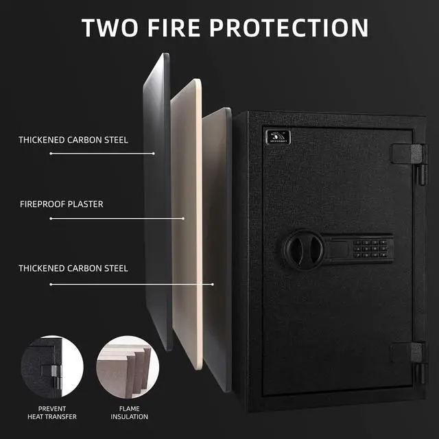 Alt view image 5 of 6 - Fireproof Safe, 1.8 Cubic Feet Large Steel Digital Safe Box with Code Button Keypad, Heavy Duty Safe for Home and Office