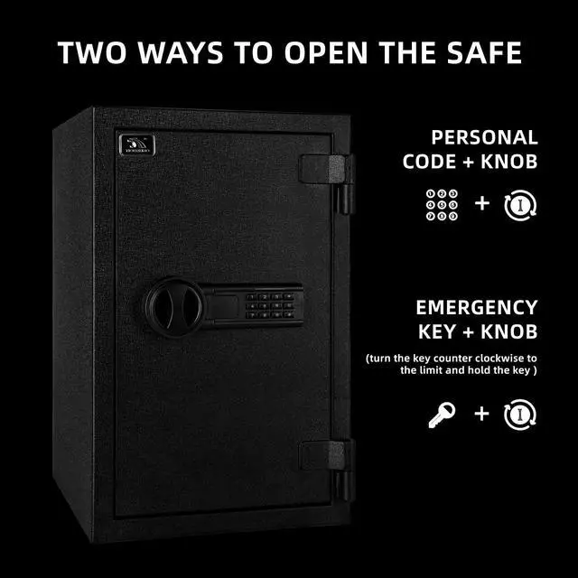 Alt view image 6 of 6 - Fireproof Safe, 1.8 Cubic Feet Large Steel Digital Safe Box with Code Button Keypad, Heavy Duty Safe for Home and Office