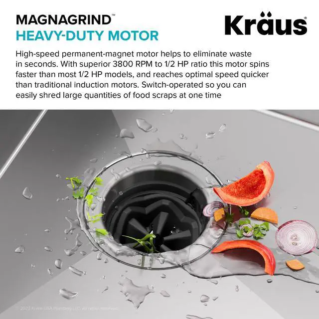 Alt view image 5 of 6 - ® WasteGuard High-Speed 1/2 HP Continuous Feed Ultra-Quiet Motor Garbage Disposal with Power Cord and Flange Included and Universal Mount