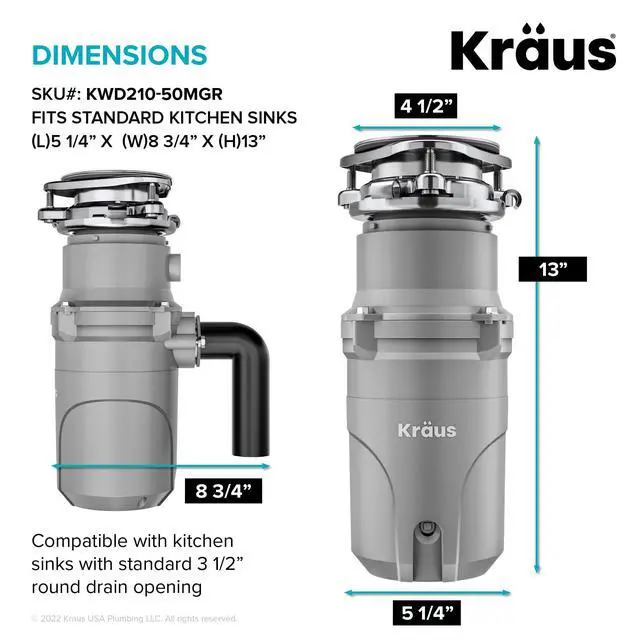 Alt view image 6 of 6 - ® WasteGuard High-Speed 1/2 HP Continuous Feed Ultra-Quiet Motor Garbage Disposal with Power Cord and Flange Included and Universal Mount