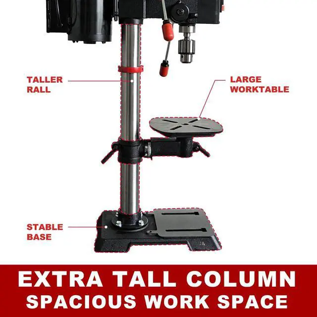 Alt view image 5 of 6 - 12'' 6 Pole Motor Variable Speed Benchtop Drill Press 3602000RPM, 3/4HP Powerful Bench Drill Press with Laser and Worklight, Low Speed Tabletop Drilling Machine for Metalworking, Woodworking