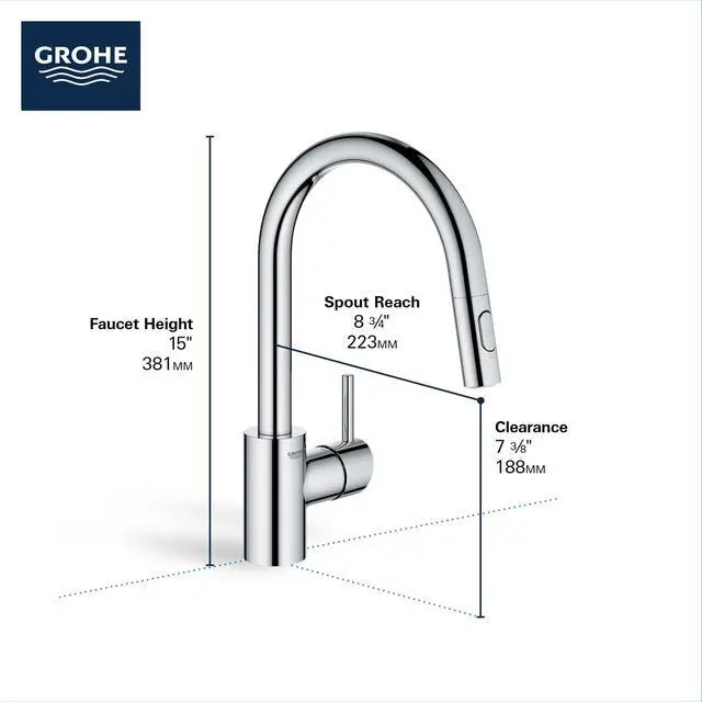 Alt view image 5 of 6 - 32665003 Concetto Pull-Down Kitchen Faucet with Sprayer, 1.75 GPM, Chrome