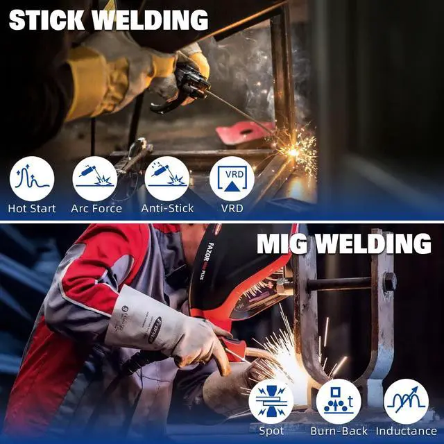 Alt view image 4 of 6 - Aluminum 250A MIG Welder, Gas MIG/Flux Core MIG/Lift TIG/Stick/Spot Welding/Spool Gun Compatible 6-in-1 Welding Machine, 110V/220V Multi-Process Welder w/LED Display, IGBT Inverter