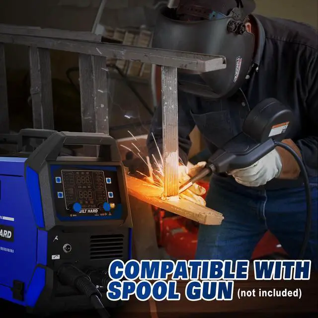Alt view image 6 of 6 - Aluminum 250A MIG Welder, Gas MIG/Flux Core MIG/Lift TIG/Stick/Spot Welding/Spool Gun Compatible 6-in-1 Welding Machine, 110V/220V Multi-Process Welder w/LED Display, IGBT Inverter