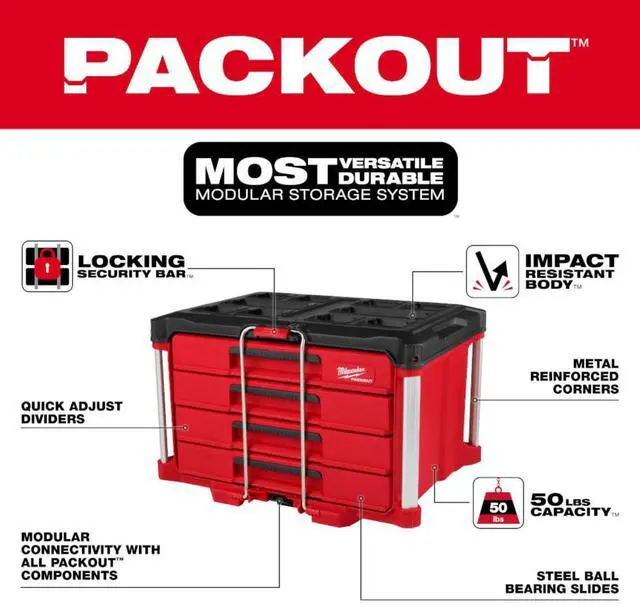 Alt view image 2 of 5 - Packout 4 Drawer Tool Organizer Box - 48-22-8444
