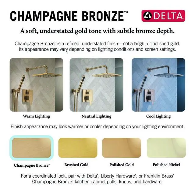 Alt view image 6 of 6 - 4-Setting In2ition 2-in-1 Dual Shower Head with HandHeld Spray, Brushed Gold Detachable Shower Head with Hose, Showerhead, 1.75 GPM Flow Rate, Champagne Bronze 58499-CZ