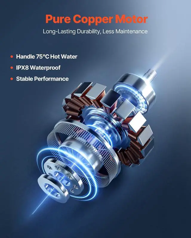 Alt view image 5 of 6 - 1200W Macerator Pump, 48 GPM Flow, 33 ft/10 m Head, Macerator Sewerage Toilet Pump with 4 Water Inlets, Waste Water Disposal Upflush Machine for Toilet, Basement, Shower, Sink, Laundry, Bathtub