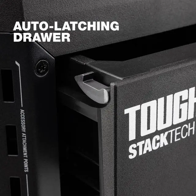 Alt view image 6 of 6 - StackTech 1 Drawer Tool Box, Heavy-Duty Portable Tools Chest, 50 lb Capacity - Stackable Toolbox Storage Organizer with 8 Dividers, Auto-Latching Drawers and Accessory Rails