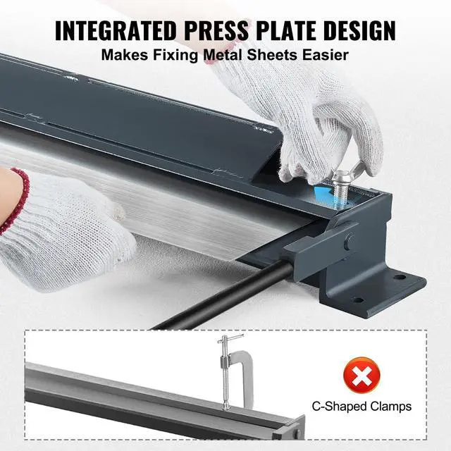 Alt view image 3 of 6 - Sheet Metal Brake, 36-Inch, Sheet Metal Bending Bender, Portable Mini Brake with 20 Gauge Low Carbon Steel 14 Gauge Aluminum Capacity, 0-130 Degree Adjustable Angle, Extended Handle, for Bending