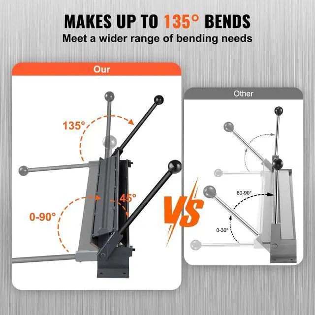 Alt view image 4 of 6 - Sheet Metal Brake, 36-Inch, Sheet Metal Bending Bender, Portable Mini Brake with 20 Gauge Low Carbon Steel 14 Gauge Aluminum Capacity, 0-130 Degree Adjustable Angle, Extended Handle, for Bending