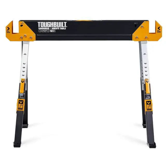Alt view image 3 of 6 - Folding Sawhorse & Jobsite Table, Heavy-Duty and Adjustable Work Support with 2x4 Lumber Compatibility for Construction, Carpentry & DIY Projects, 2 Pack (TB-C650-2)