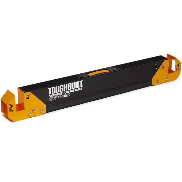 Alt view image 6 of 6 - Folding Sawhorse & Jobsite Table, Heavy-Duty and Adjustable Work Support with 2x4 Lumber Compatibility for Construction, Carpentry & DIY Projects, 2 Pack (TB-C650-2)