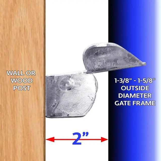 Alt view image 3 of 6 - Wall Mount Gate Butterfly Fork Latch - 1-3/8" to 1-5/8" Fork Diameter - Chain Link Fence Gate Latching Hardware CASE Qty 25