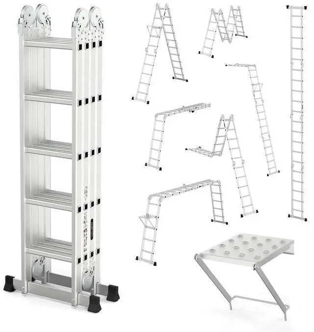 Main image of 18.5 FT Folding Ladder, Multi-Purpose Ladder, Aluminum Extension Ladders 7 in 1 Heavy Duty Combination EN 131 Standard