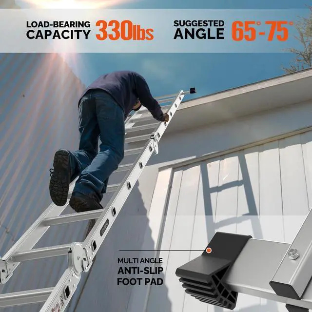 Alt view image 6 of 6 - 18.5 FT Folding Ladder, Multi-Purpose Ladder, Aluminum Extension Ladders 7 in 1 Heavy Duty Combination EN 131 Standard