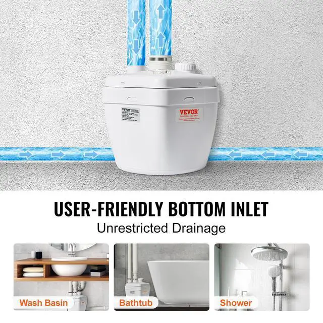 Alt view image 4 of 6 - 1/3 HP 120-Volt 1750 GPH Flow 18 ft Head Under-Sink Sump Pump System with Copper Wire Motor, Heavy-Duty Utility/Laundry Drain Pump, White