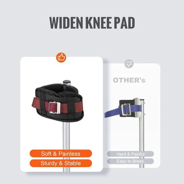 Alt view image 2 of 6 - 24''-40'' Adjustable Aluminum Drywall Tool Stilts, Durable Non-Slip Work Stilts with Protective Knee Pads, for Sheetrock Painting, Taping, Walking, Silver