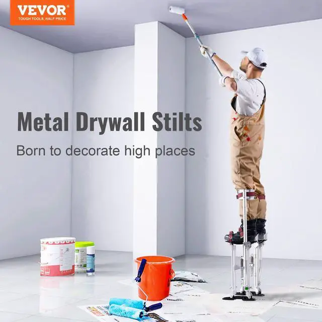 Alt view image 6 of 6 - 18''-30'' Adjustable Aluminum Drywall Tool Stilts, Durable Non-Slip Work Stilts with Protective Knee Pads, for Sheetrock Painting, Taping, Walking, Silver