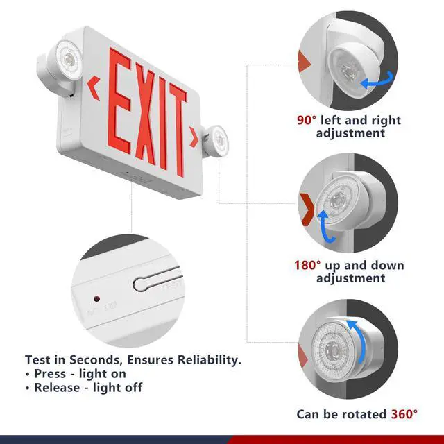 Alt view image 3 of 6 - 14Pack Exit Sign with Emergency Lights,LED Emergency Exit Light with Battery Backup,AC 120/277V, Commercial Emergency Lights Combo for Business Wall Or Ceiling Mount ETL Listed