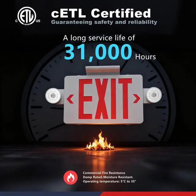 Alt view image 6 of 6 - 14Pack Exit Sign with Emergency Lights,LED Emergency Exit Light with Battery Backup,AC 120/277V, Commercial Emergency Lights Combo for Business Wall Or Ceiling Mount ETL Listed