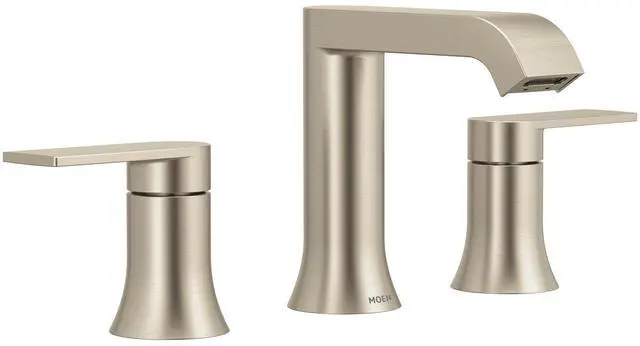 Main image of Genta LX Two-Handle High Arc Widespread Bathroom Sink Faucet, for 3-Hole Setups, Valve Included, Brushed Nickel, TV6708BN