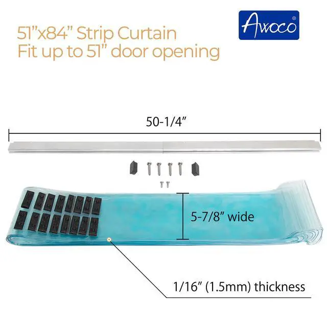 Alt view image 2 of 5 - 51" x 84" Vinyl Strip Climate Control Curtain Kit, Slide-in Strips Perfect for Freezers, Coolers and Warehouse Doors NSF Approved Made in USA