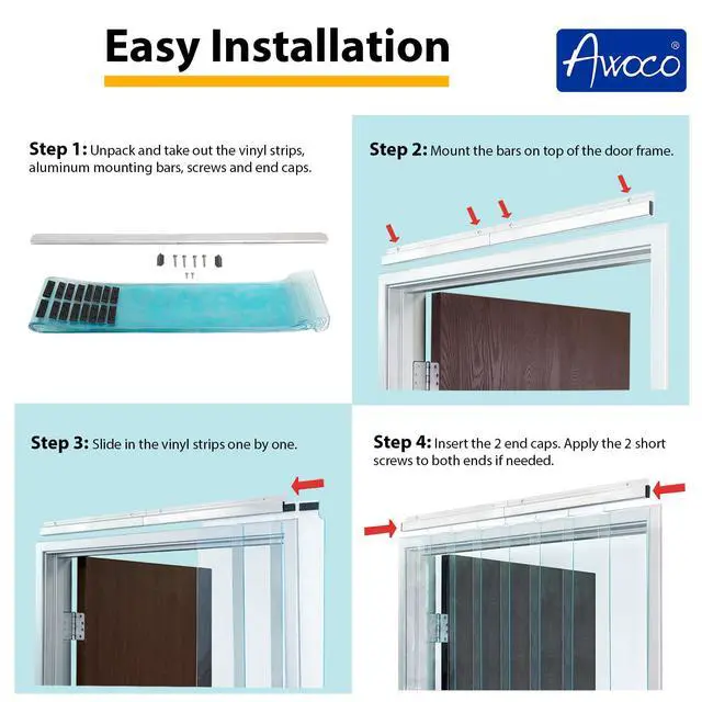 Alt view image 3 of 5 - 51" x 84" Vinyl Strip Climate Control Curtain Kit, Slide-in Strips Perfect for Freezers, Coolers and Warehouse Doors NSF Approved Made in USA
