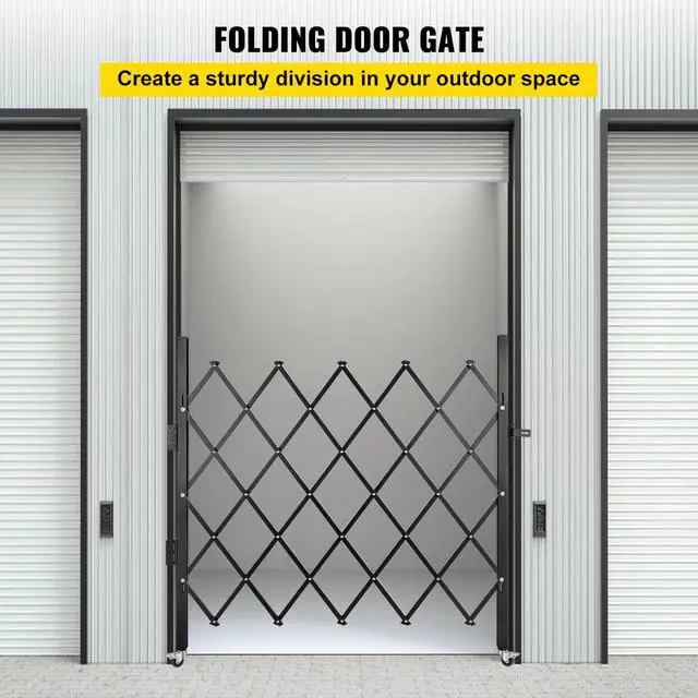 Alt view image 2 of 6 - Single Folding Security Gate, 48" H x 66" W Folding Door Gate, Steel Accordion Security Gate, Flexible Expanding Security Gate, 360° Rolling Barricade Gate, Scissor Gate or Door with Padlock
