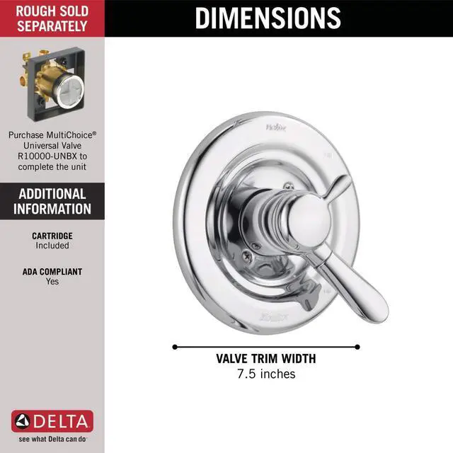 Alt view image 3 of 6 - Faucet Lahara 17 Series Dual-Function Shower Handle Valve Trim Kit, Chrome T17038 (Valve Not Included)