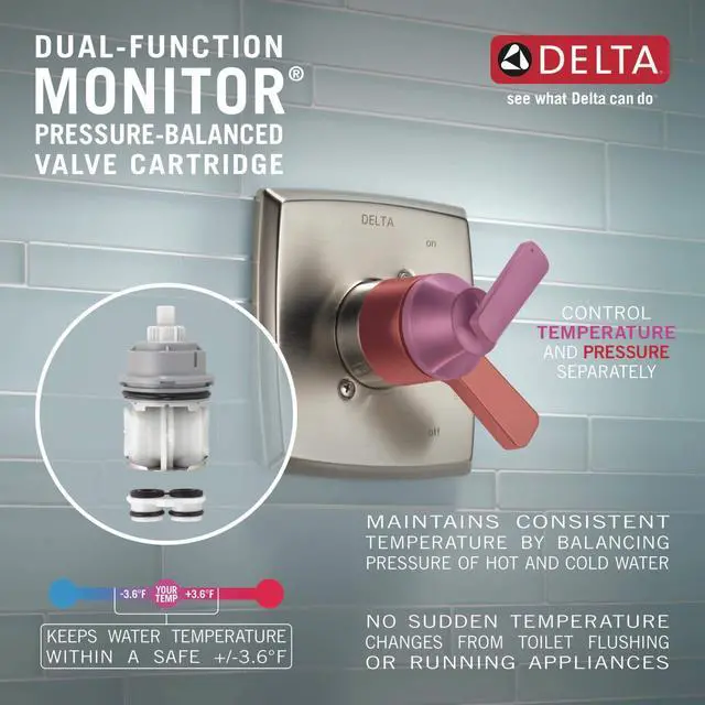 Alt view image 4 of 6 - Faucet Lahara 17 Series Dual-Function Shower Handle Valve Trim Kit, Chrome T17038 (Valve Not Included)