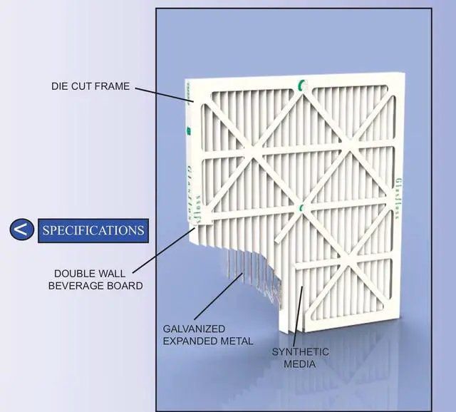 Alt view image 3 of 5 - 16-3/8 x 21-1/2 x 1 MERV 10 Pleated Air Filters Case of 12. Replacement filters for Carrier, Payne, & Bryant