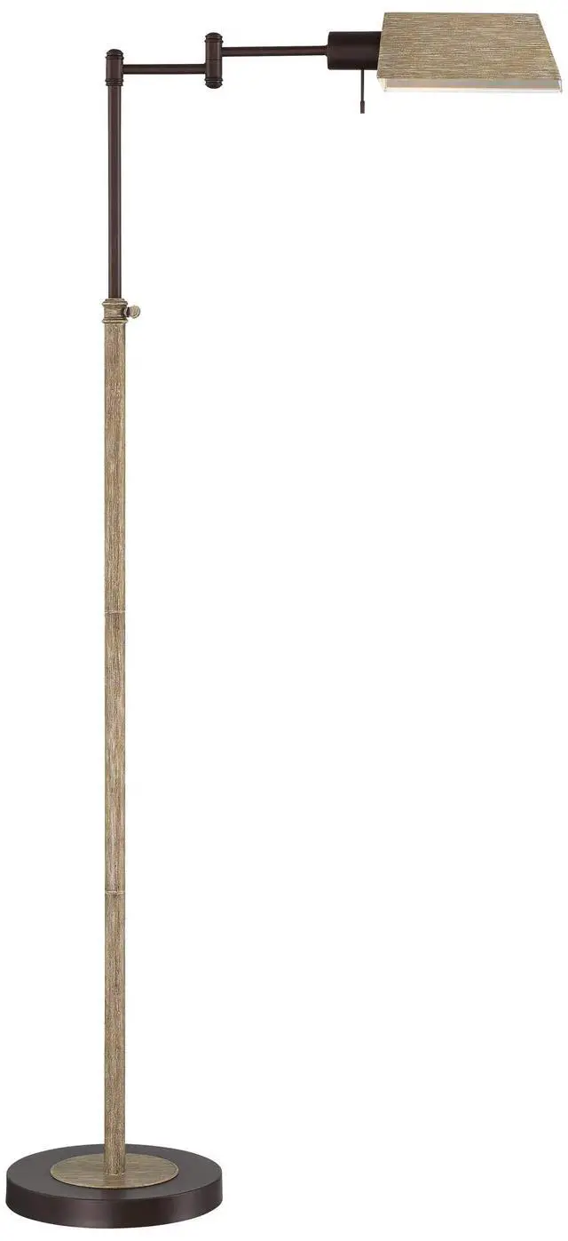 Alt view image 2 of 6 - Jenson Rustic Farmhouse Industrial Swing Arm Pharmacy Floor Lamp Standing 54" Tall Bronze Faux Wood Adjustable Height Task Lighting for Cottage Core Living Room Reading House Bedroom