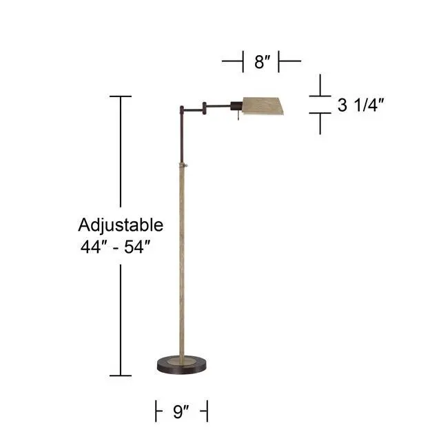 Alt view image 4 of 6 - Jenson Rustic Farmhouse Industrial Swing Arm Pharmacy Floor Lamp Standing 54" Tall Bronze Faux Wood Adjustable Height Task Lighting for Cottage Core Living Room Reading House Bedroom