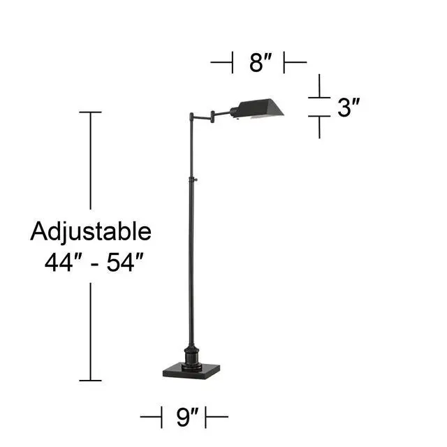 Alt view image 4 of 6 - Jenson Traditional Farmhouse Adjustable Pharmacy Floor Lamp Standing Base Swing Arm 54" Tall Dark Bronze Metal Bright Downward Light for Living Room Reading House Bedroom