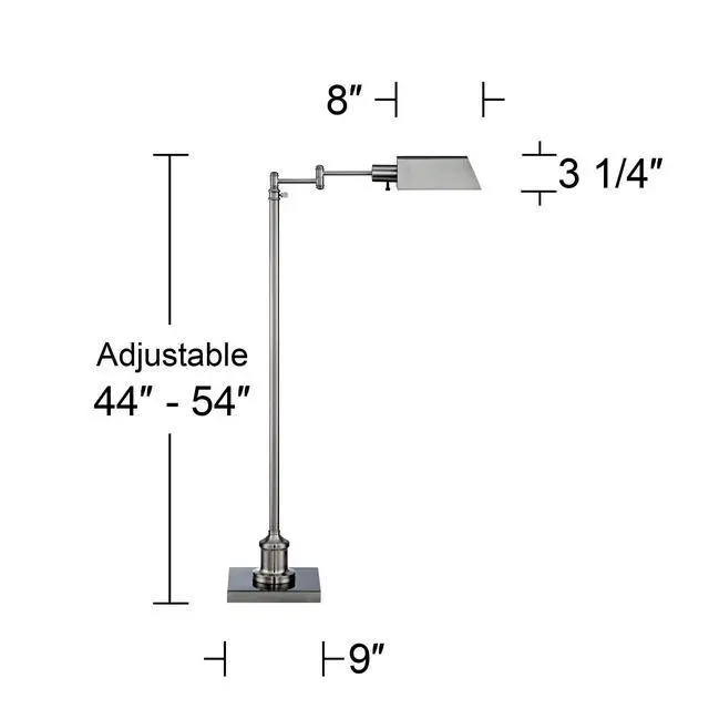 Alt view image 4 of 6 - Jenson Traditional Farmhouse Adjustable Pharmacy Light Floor Lamp Swing Arm Standing Base 54" Tall Brushed Nickel Silver Metal for Living Room Reading House Bedroom Home Office