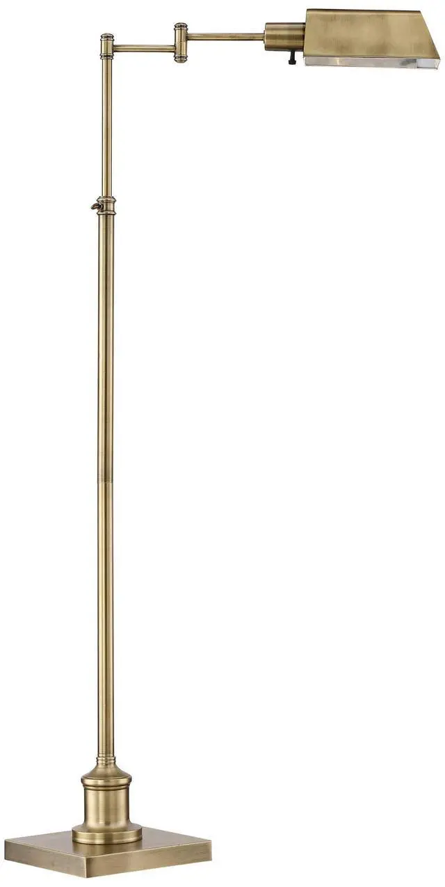 Alt view image 2 of 6 - Jenson Traditional Farmhouse Metal Adjustable Pharmacy Floor Lamp Swing Arm 54" Tall Aged Brass Metal Shade Standing Pole Light for Living Room Reading House Bedroom Home Office