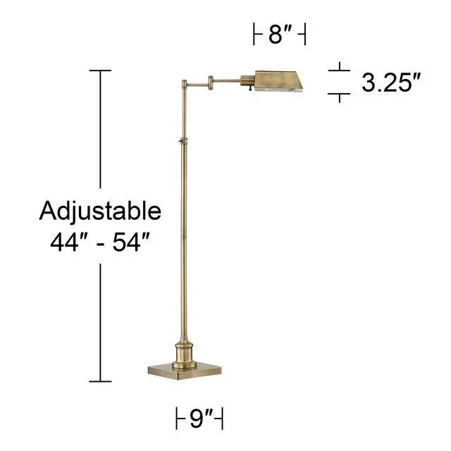 Alt view image 4 of 6 - Jenson Traditional Farmhouse Metal Adjustable Pharmacy Floor Lamp Swing Arm 54" Tall Aged Brass Metal Shade Standing Pole Light for Living Room Reading House Bedroom Home Office