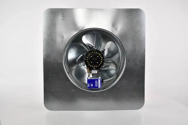 Alt view image 2 of 5 - GAF 1500 CFM Powered Roof Mount Attic Fan with Thermostat Controller for Up to 2800 Sq Ft | Durable Galvanized Steel Construction | Built-In Screen - ERV6BL