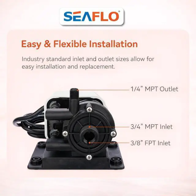 Alt view image 5 of 6 - 250 GPH Marine Air Conditioning Pump 230V, 5 GPM Magnetic Drive Circulation Pump, 13 ft Head, Continuous Duty HVAC Pump for AC Systems up to 10,000 BTU, 4-Year Warran